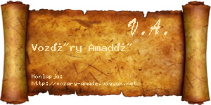 Vozáry Amadé névjegykártya